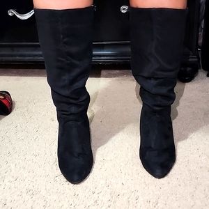 Black Suede heeled boots